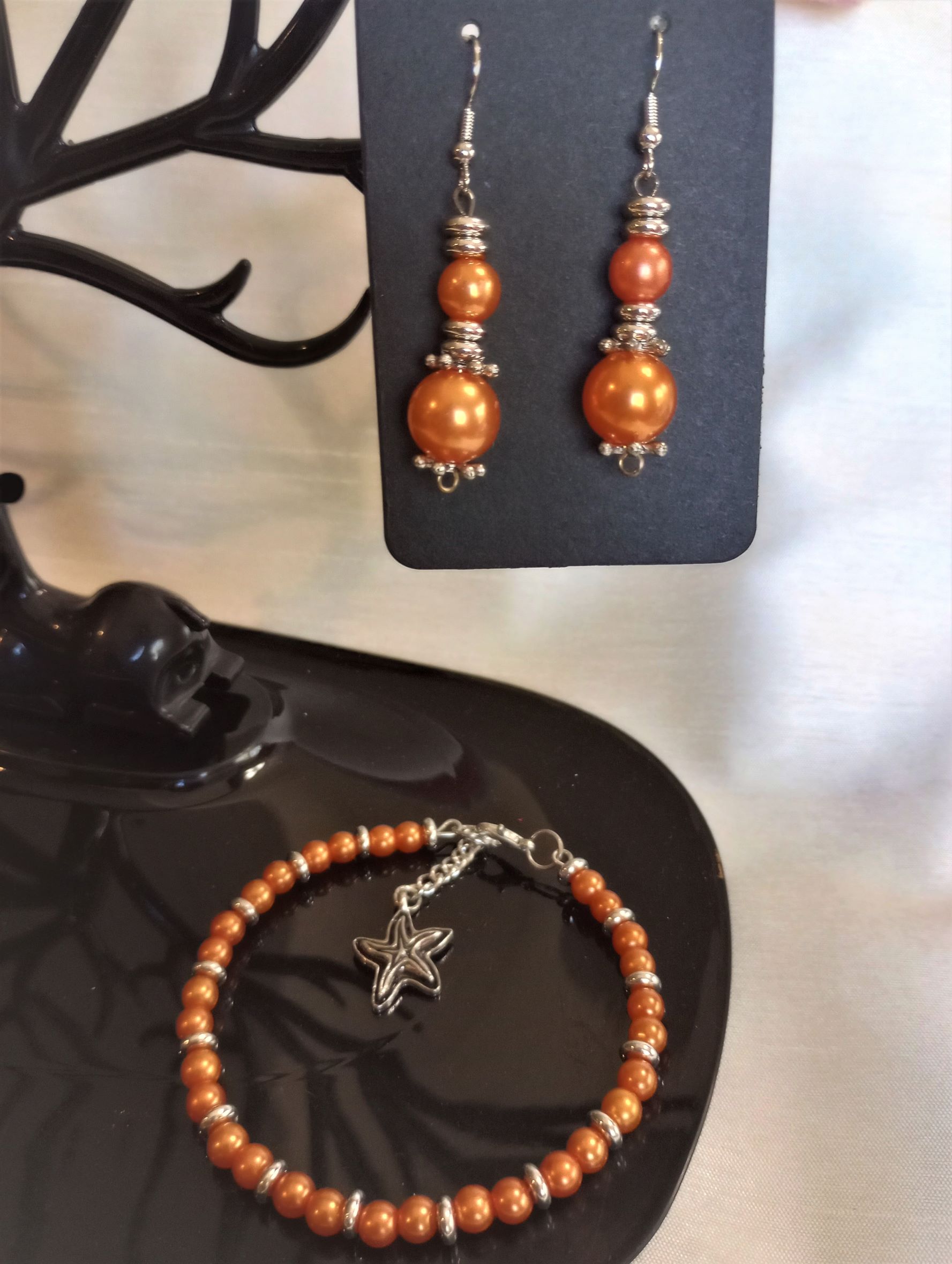 C – Orange Bulb Earring & Bracelet Set