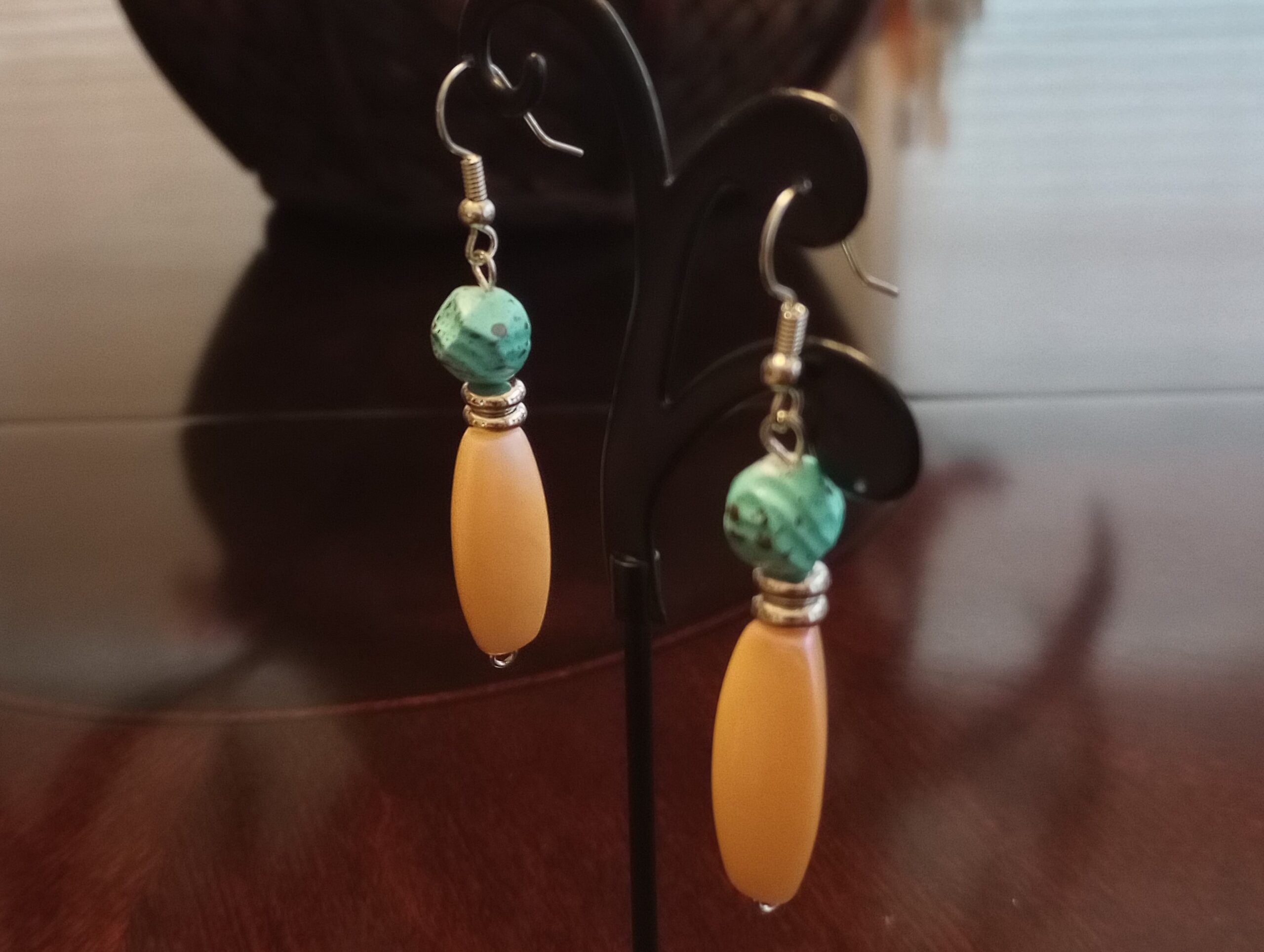 A – Coral Blue Pink Earrings
