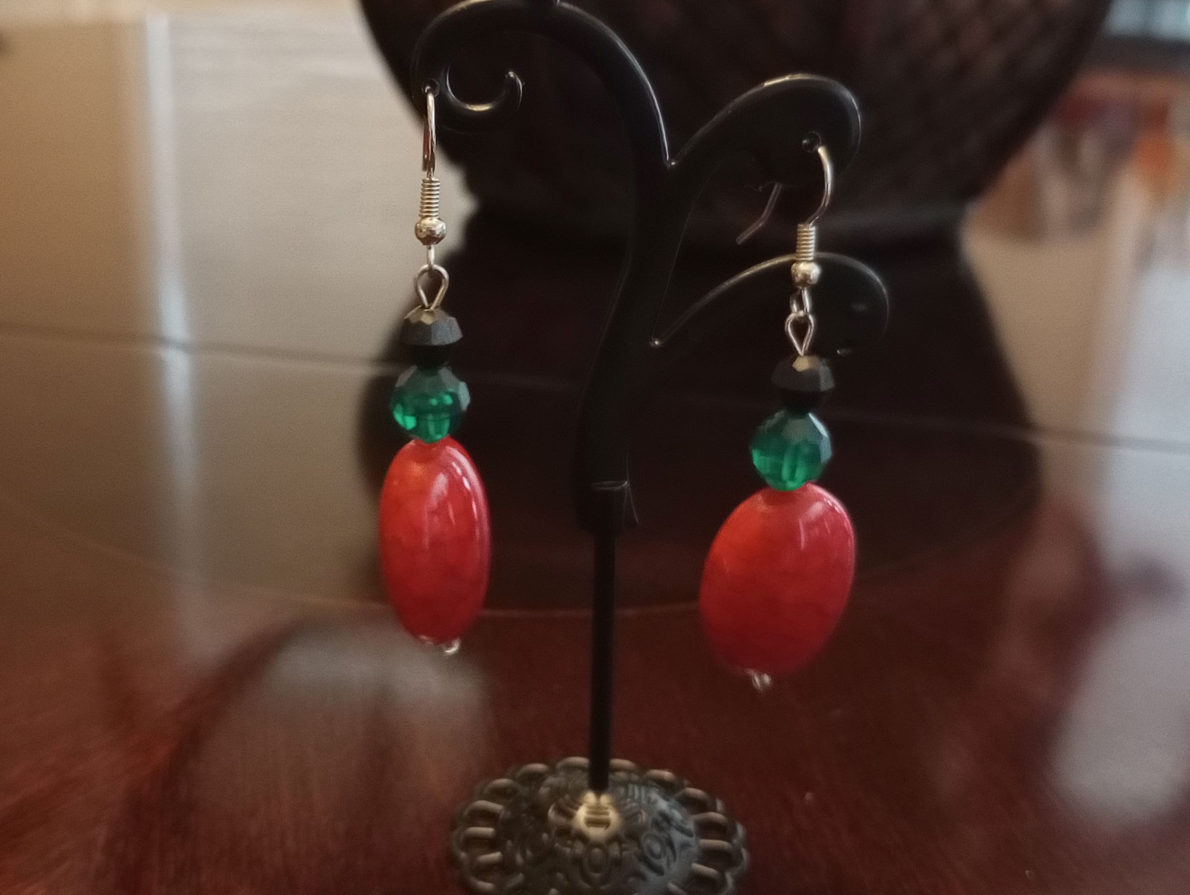 A – Red Green Earrings