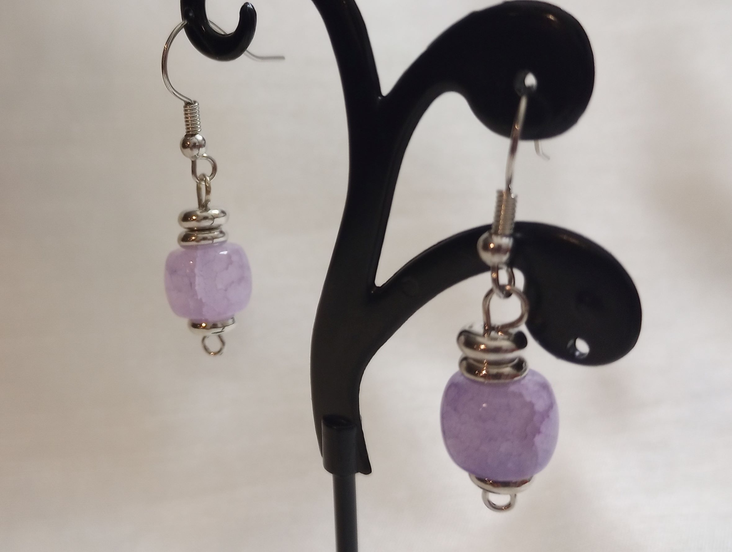 A – Lavender Bucket Beadstone Earrings