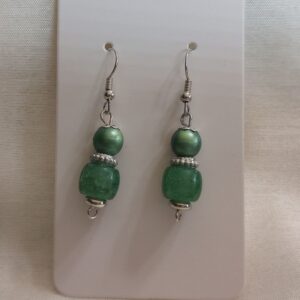 A - Green Bucket Beadstone Earrings