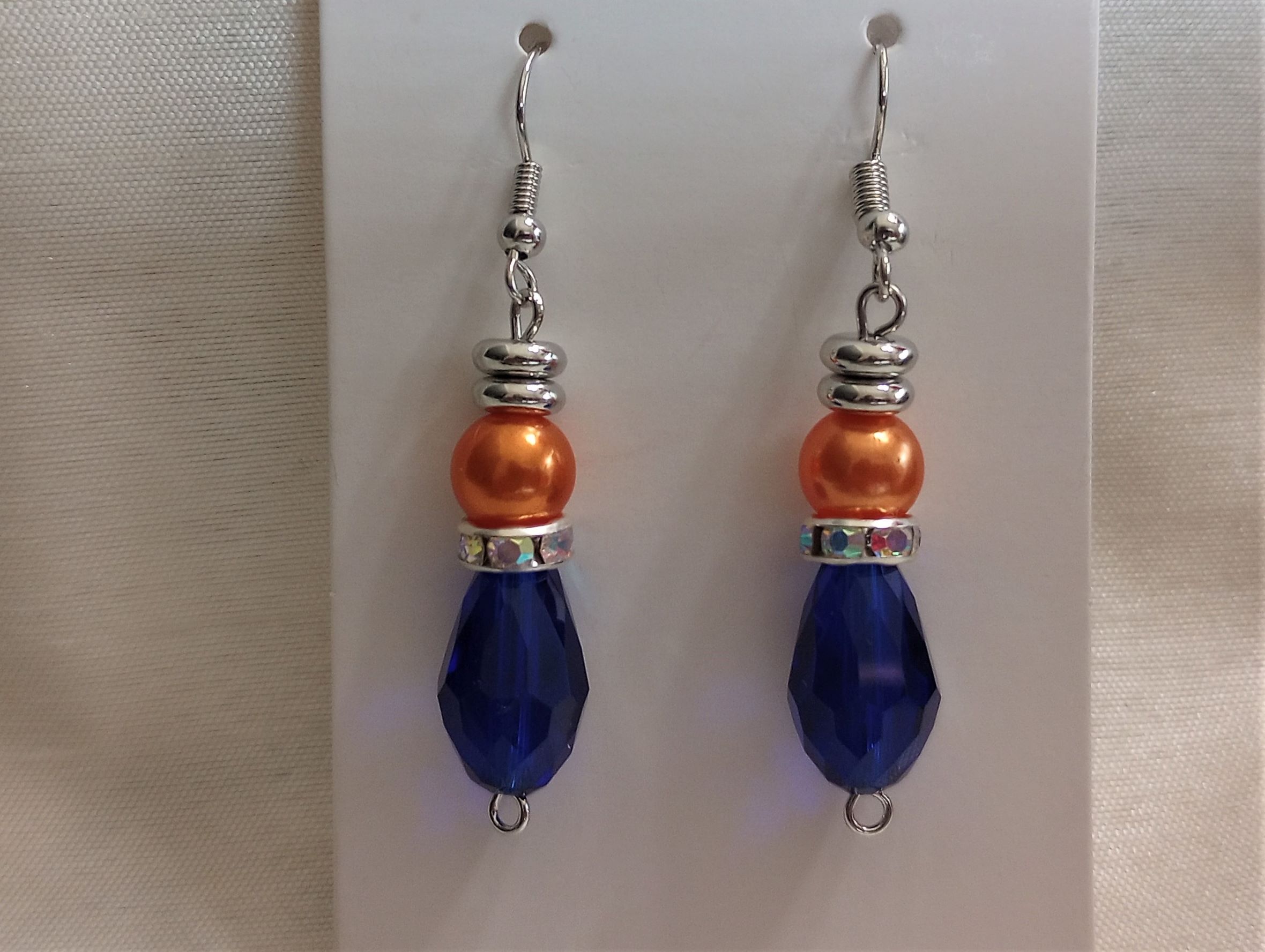 A – Orange & Dark Blue Earrings