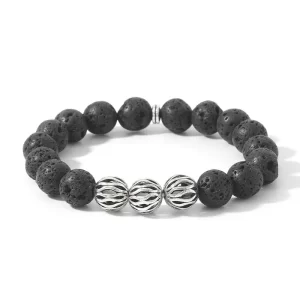 B - Black Agate Stone Bracelet