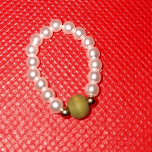 D - Light Green Beaded Ring