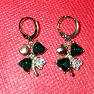 A - Emerald & Silver Four-Leaf Clover Earrings