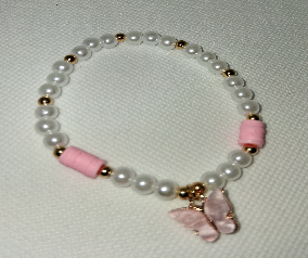 B – Butterfly Pearl Bead Bracelet