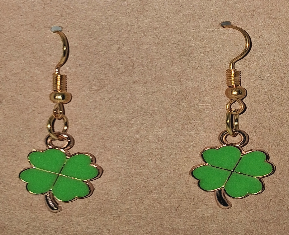 A – Green Four-Leaf Clover Earrings