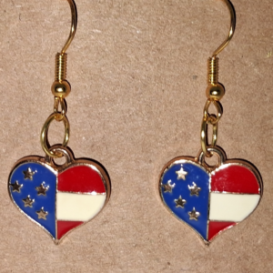 A – Patriotic American Flag Heart Earrings