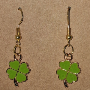 A – Light Green Four-Leaf Clover Earrings