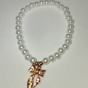 B - Ribbon Pearl Bead Bracelet