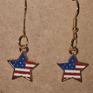 A - Patriotic American Flag Star Earrings