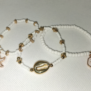 B - Trio Seashore Pearl Bead Bracelet Set