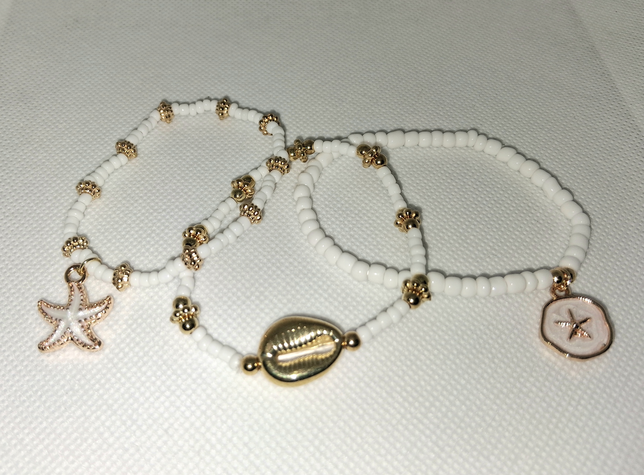 B – Trio Seashore Pearl Bead Bracelet Set