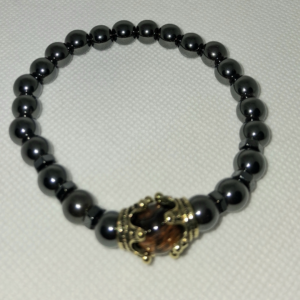 B - Gray Glass Bead Bracelet
