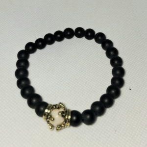 B- Black Stone Bead Bracelet