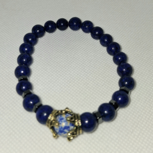 B - Blue Stone Bead Bracelet