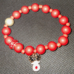 B - Reindeer Red Bead Bracelet