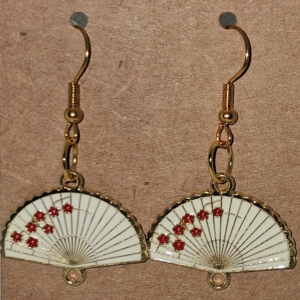 A – White Floral Fan Earrings