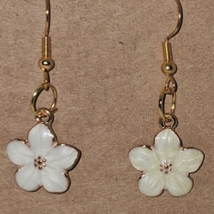 A – White Plumeria Earrings