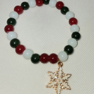 B - Glass Beaded Xmas Snowman Bracelet