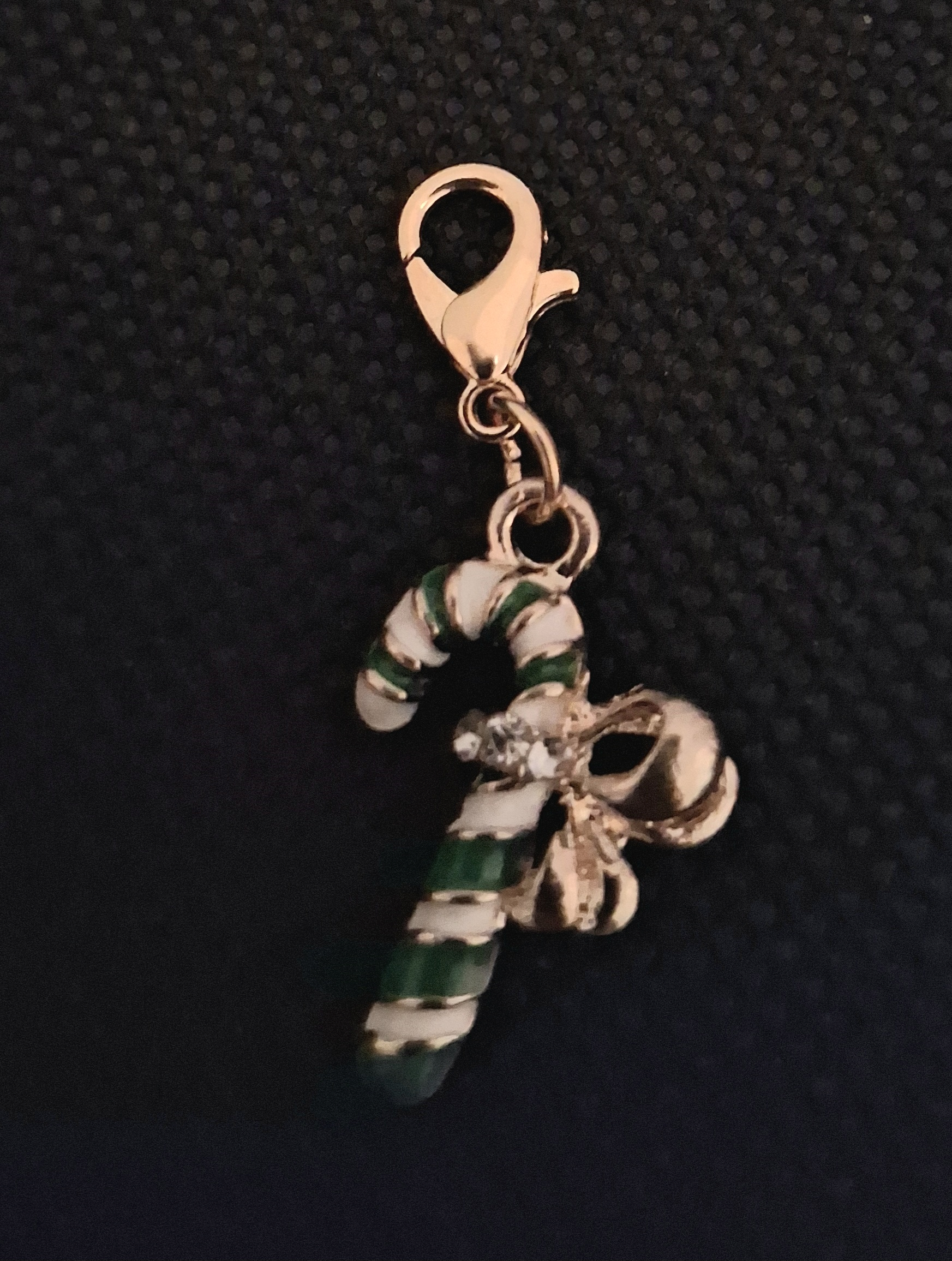 F – Green & White Candy Cane Charm