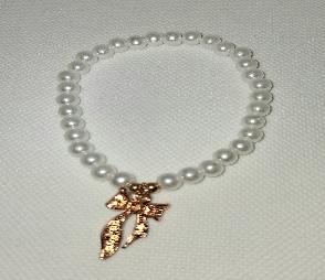 B – Ribbon Pearl Bead Bracelet
