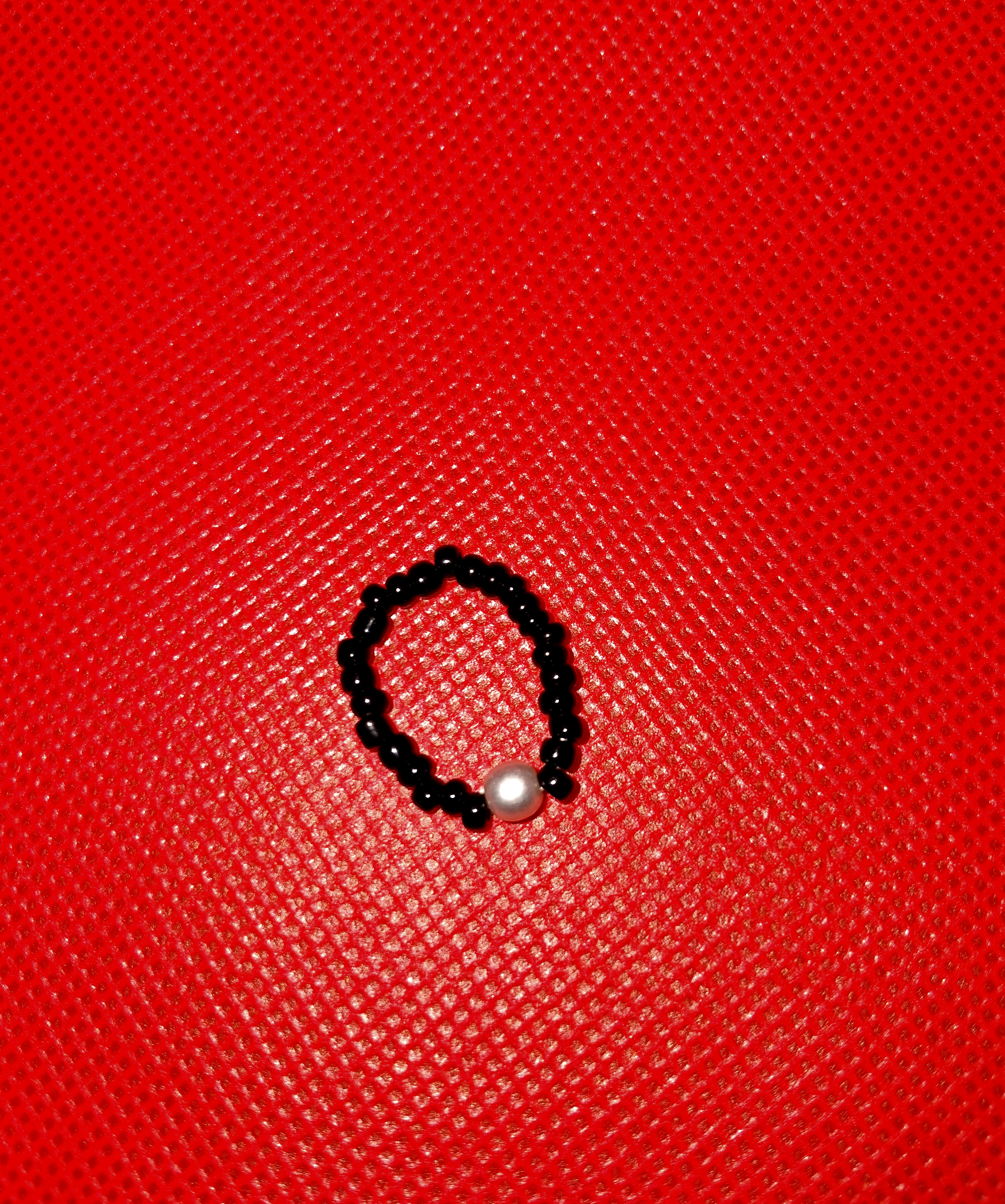 D - White Pearl Bead Ring